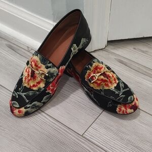 Coach Floral Yellow Rose Jacquard Black Loafers